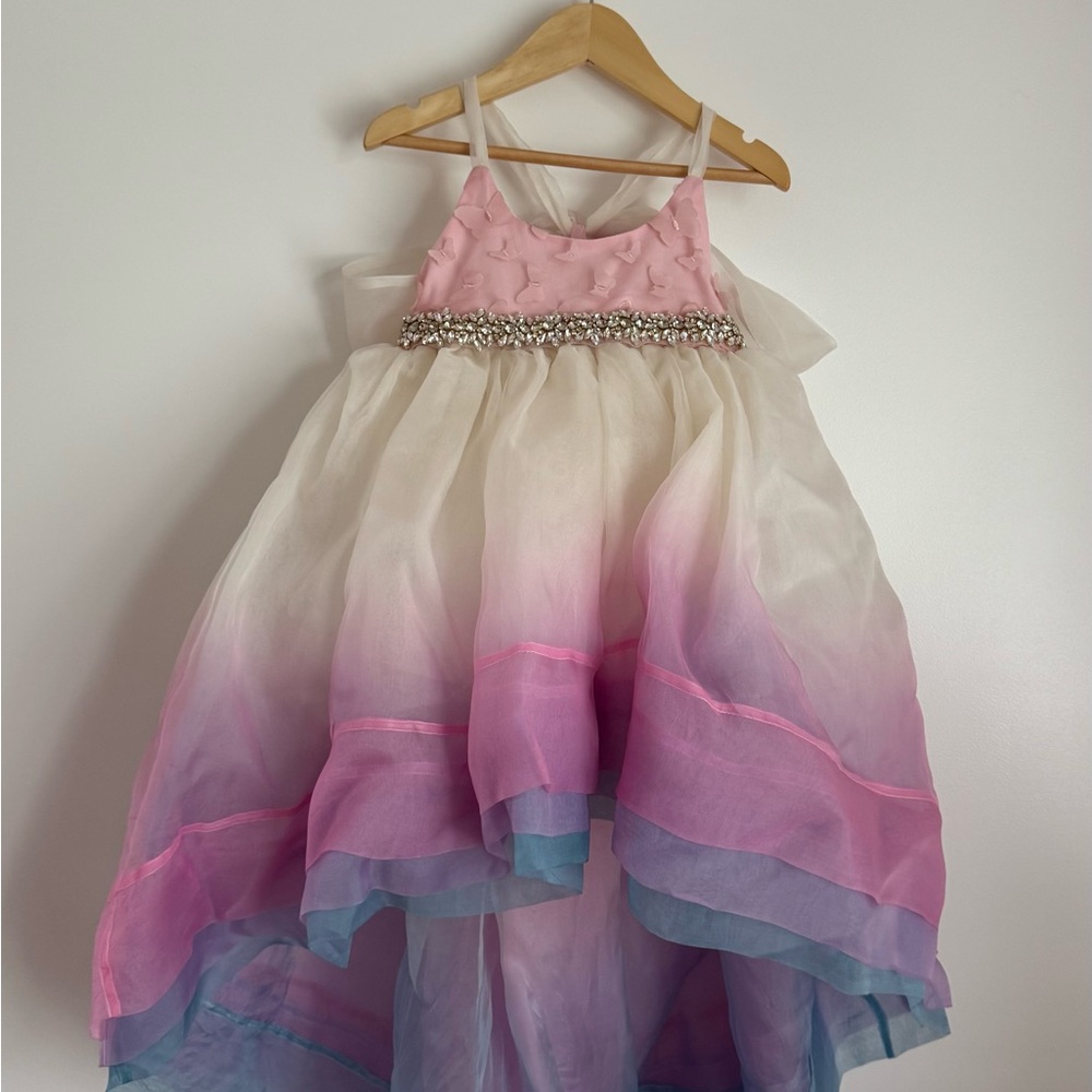 Pleiades Charlotte size 5 Silk Pink Ombre Party Dress with Beaded Waist